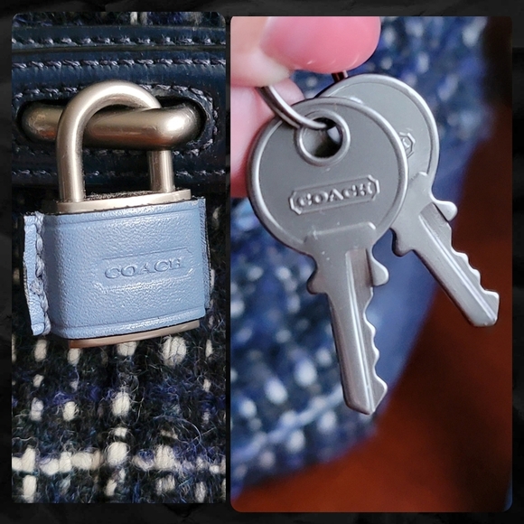 Coach Chelsea Blue Bouclé Satchel W/ Blue Leather #17813 - Picture 4 of 16